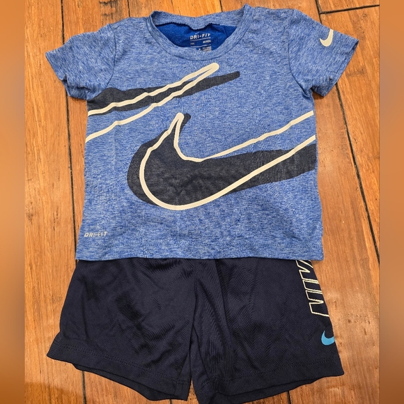 4 Nike Kids' Graphic Tee and Shorts Set - Blue, Gray, Black, Red - Picture 2 of 5